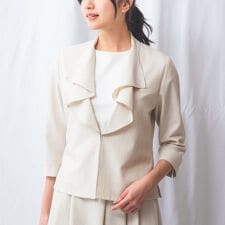 【NARACAMICIE】【セットアップ対応】麻調合繊フリルジャケット