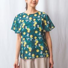 【NARACAMICIE】フルーツ柄シフォン半袖プルオーバー
