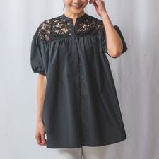 【NARACAMICIE】シャンブレー半袖ブラウス