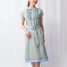 【NARACAMICIE】幾何プリントフリルワンピース