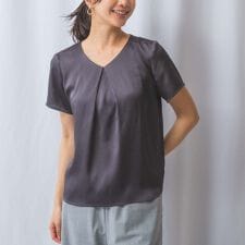 ナラカミーチェ(NARACAMICIE)の【NARACAMICIE】シボサテンタック半袖ブラウス