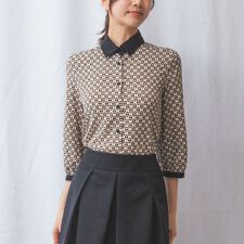 【NARACAMICIE】幾何柄七分袖シャツ
