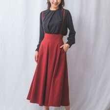 【NARACAMICIE】トロピカルポリエステルサス付フレアパンツ