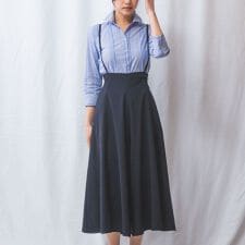 【NARACAMICIE】トロピカルポリエステルサス付フレアパンツ