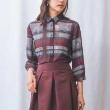 【NARACAMICIE】ビッググレンチェック七分袖シャツ