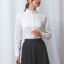 【NARACAMICIE】ツイルレースカラー＆カフス長袖シャツ