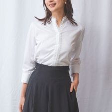 【NARACAMICIE】ツイルピコレース七分袖シャツ