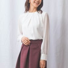 【NARACAMICIE】ジョーゼットデザインタック長袖ブラウス