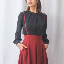 【NARACAMICIE】ジョーゼットデザインタック長袖ブラウス