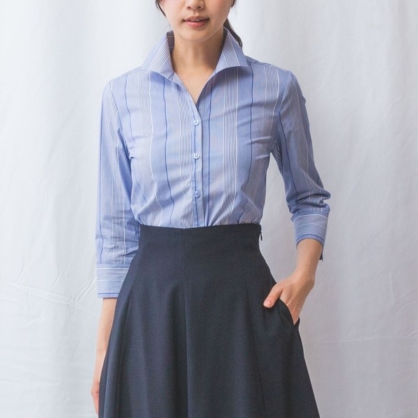 ☆大きいサイズ☆ナラカミーチェ ガウチョ たっぷりドレープ ダンガリー XL NARACAMICIE（ナラカミーチェ）の「ジョーゼット幾何ダブル
