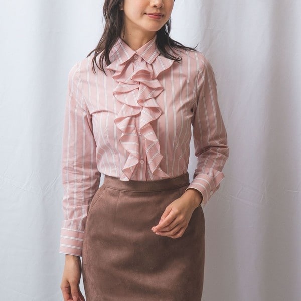 無地フリルカラー長袖ブラウス | ナラカミーチェ(NARACAMICIE