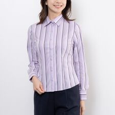 【NARACAMICIE】ストレッチランダムストライプ長袖シャツ