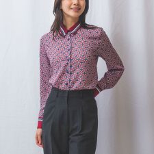 【NARACAMICIE】幾何柄サテン長袖シャツ