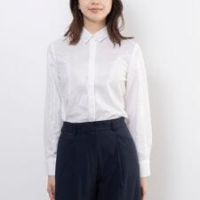 【NARACAMICIE】ドットジャガード長袖シャツ衿ブラウス