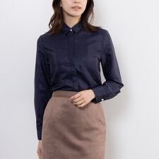【NARACAMICIE】ドットジャガード長袖シャツ衿ブラウス