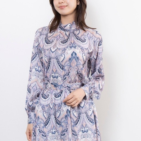 ナラカミーチェ（NARACAMICIE）/【NARACAMICIE】【セットアップ対応】ペイズリー柄ハイカラー長袖ブラウス NARACAMICIE】【セットアップ対応】ペイズリー柄ハイカラー長袖