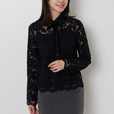 【NARACAMICIE】リボン付きレース長袖ブラウス