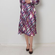 【NARACAMICIE】【セットアップ対応】ビッグチェックサテン柄フレアスカート