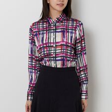 【NARACAMICIE】【セットアップ対応】ビッグチェック柄サテン長袖シャツ衿ブラウス