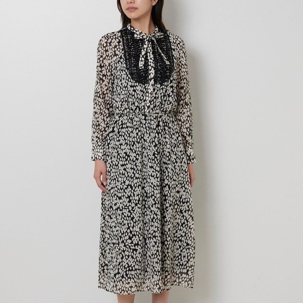 NARACAMICIE】ライン幾何柄リボンワンピース | ナラカミーチェ