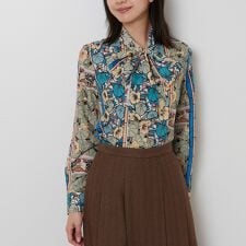 【NARACAMICIE】ステンドグラス柄ボウタイ長袖ブラウス