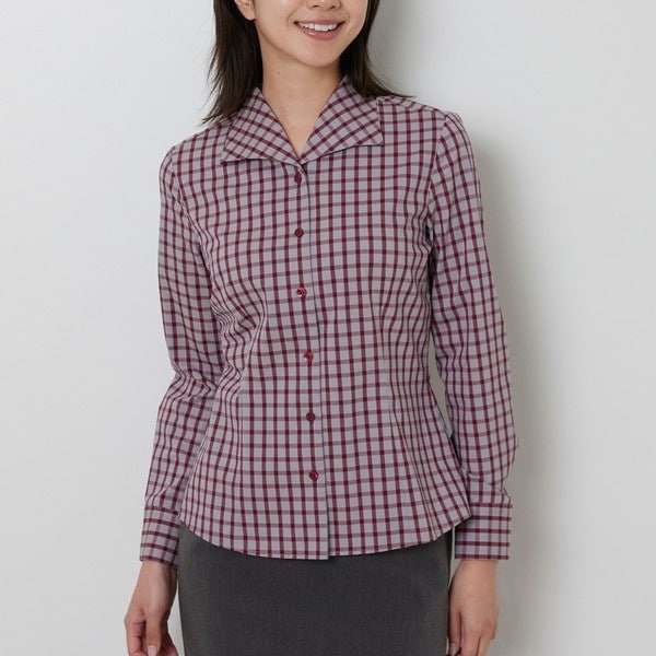 NARACAMICIE】チェックスタンドカラー長袖シャツ | ナラカミーチェ