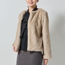 【NARACAMICIE】ブローチ付きエコファージャケット