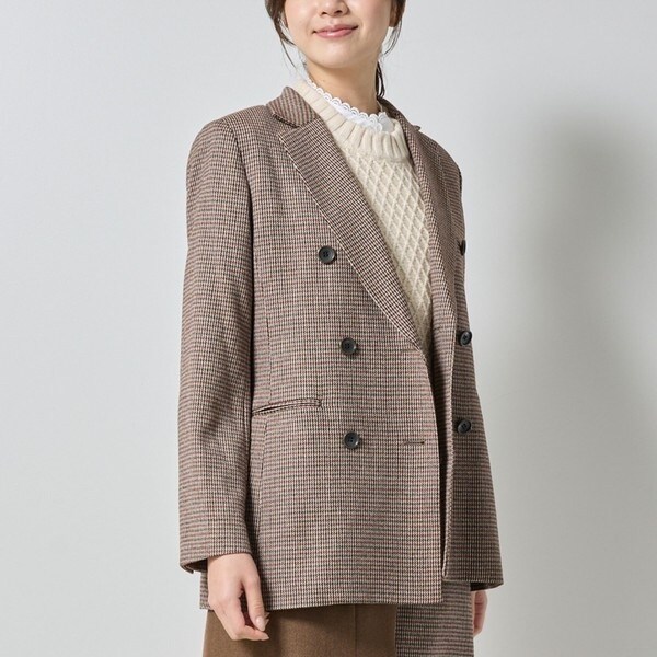 NARACAMICIE】【セットアップ対応】チェックダブルブレストジャケット