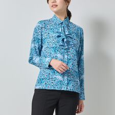 【NARACAMICIE】GENIUS森と湖柄取り外しフリル付長袖ブラウス