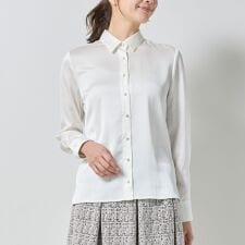 【NARACAMICIE】サテン長袖シャツ