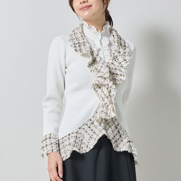 ナラカミーチェ（NARACAMICIE）/【NARACAMICIE】ラメツィードドッキングフリルカーディガン NARACAMICIE】ラメツィードドッキングフリルカーディガン | ナラ