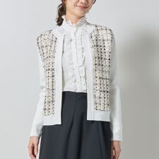 【NARACAMICIE】ラメツィードドッキングクルーカーディガン