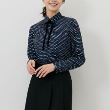 【NARACAMICIE】ドット柄リボン付き長袖ブラウス
