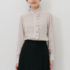 【NARACAMICIE】ドット柄フリル衿長袖ブラウス