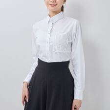 【NARACAMICIE】レースポケットシャツ衿長袖ブラウス