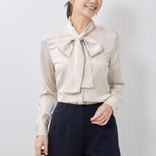 【NARACAMICIE】シャドウストライプボウタイ長袖シャツ