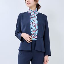 【NARACAMICIE】【セットアップスーツ対応】ストレッチダブルクロスノーカラージャケット