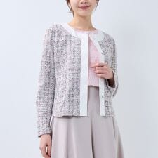 【NARACAMICIE】ストレッチツィードノーカラージャケット