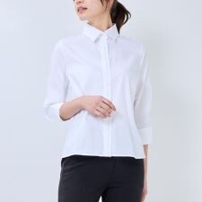 【NARACAMICIE】オックスバイカラー七分袖シャツ