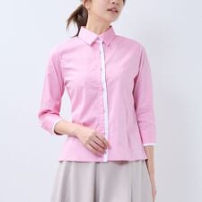 【NARACAMICIE】オックスバイカラー七分袖シャツ