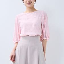 【NARACAMICIE】カットジャガード七分袖プルオーバー