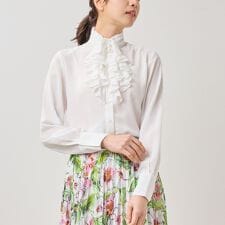 【NARACAMICIE】ジョーゼットフリル長袖ブラウス