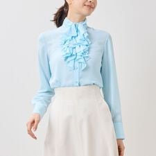 【NARACAMICIE】ジョーゼットフリル長袖ブラウス