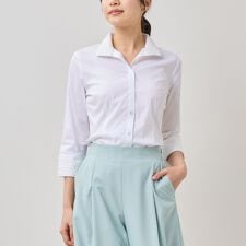 【NARACAMICIE】スタンドカラーレース七分袖シャツ