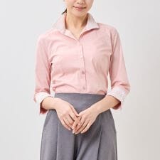 【NARACAMICIE】スタンドカラーレース七分袖シャツ