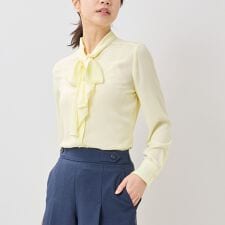 【NARACAMICIE】ジョーゼットラッフルボウタイ長袖ブラウス