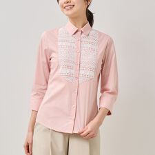 【NARACAMICIE】フロントレース七分袖シャツ