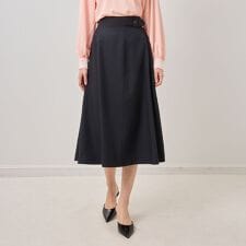 【NARACAMICIE】ツイルストレッチバックル付きフレアスカート