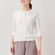 【NARACAMICIE】パール釦クルーネックカーディガン