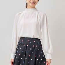 【NARACAMICIE】レース付きジョーゼット長袖プルオーバー